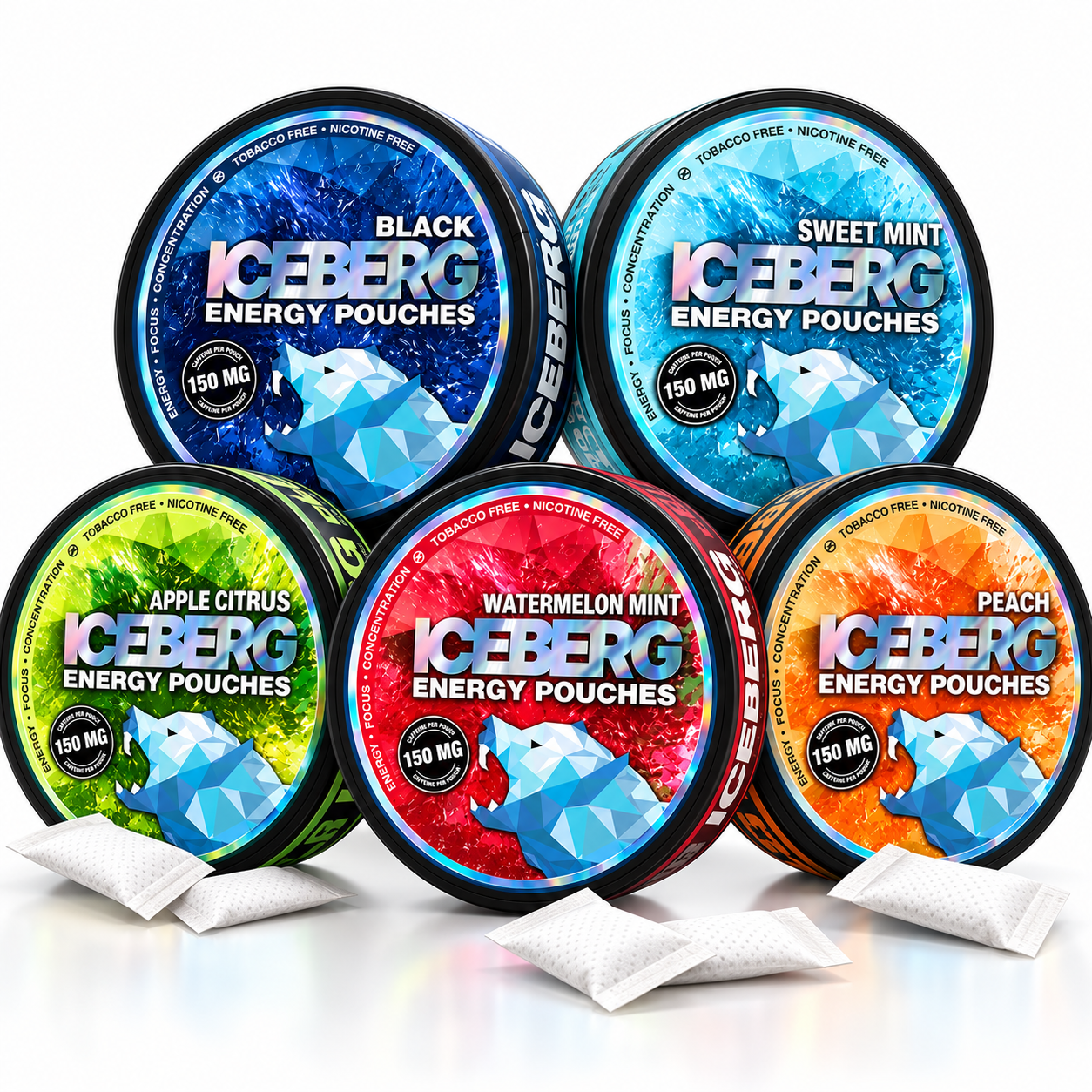 Iceberg Energy Pouches 5er SET, 150mg Koffein